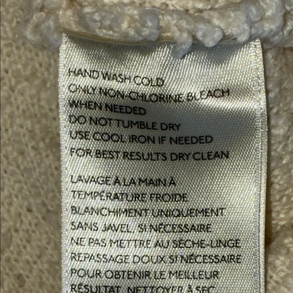 Free People Sweater Women's M, Cream Textured Knit, V-Neck, Long Sleeve EUC